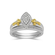 1/5 Carat T.W. Diamond Sterling Silver Gold-Plated Bridal Set
