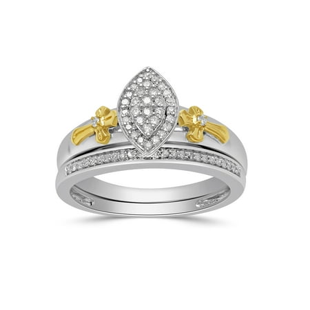 1/5 Carat T.W. Diamond Sterling Silver Gold-Plated Bridal Set