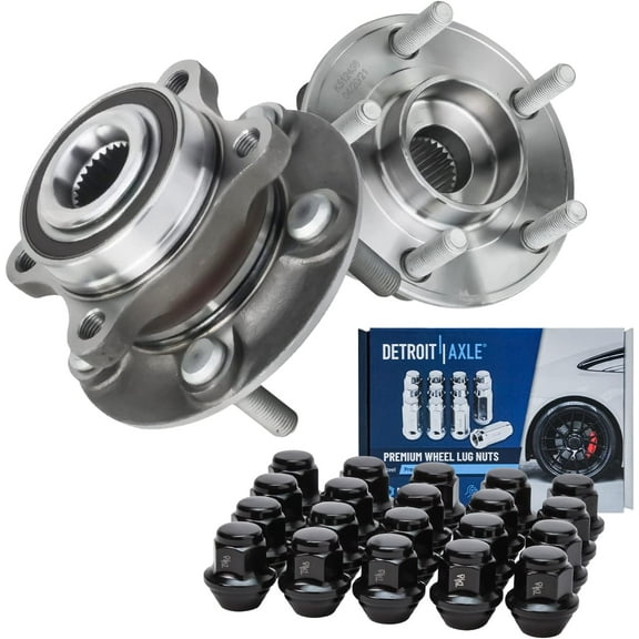 Detroit Axle - Front or Rear Wheel Hubs Bearings   20pc Wheel Lug Nuts Replacement for Ford Fusion Lincoln MKZ - 22pc Set