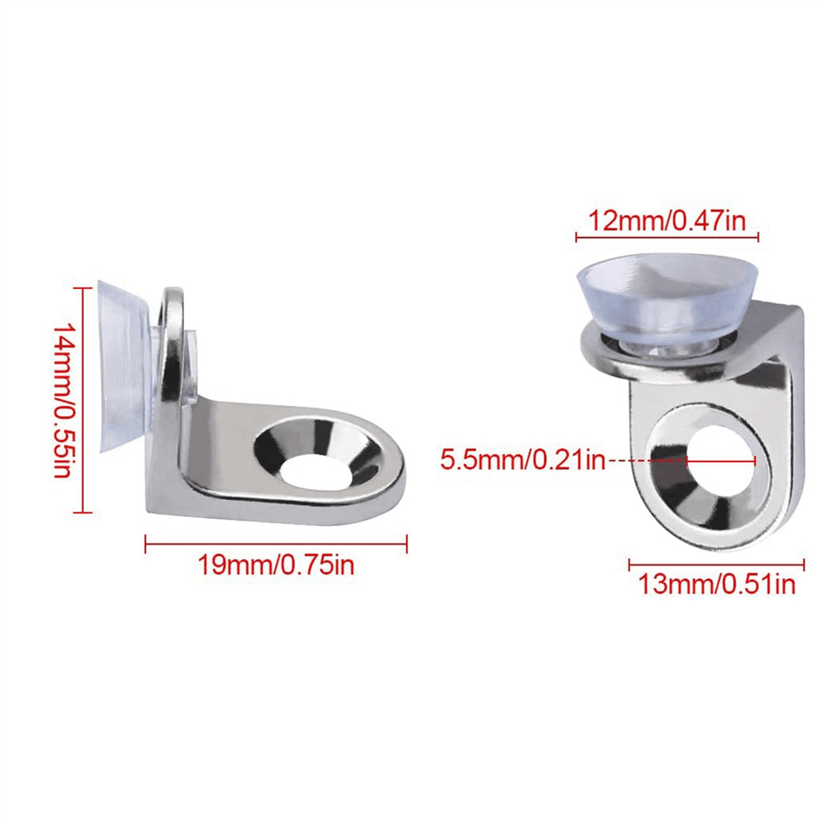 300 Pieces Glass Shelf Bracket with Sucker Glass Shelve Support Right Angle Fixing Brackets