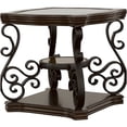 thumbnail image 4 of Bianca Merlot End Table with 2 Glass Shelves for Living Room, Brown Finish, 4 of 10