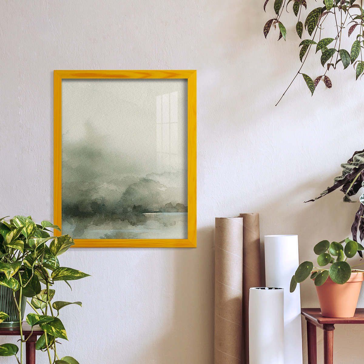 Heavy Fog I - Framed Print w/glass - Sunflower Yellow