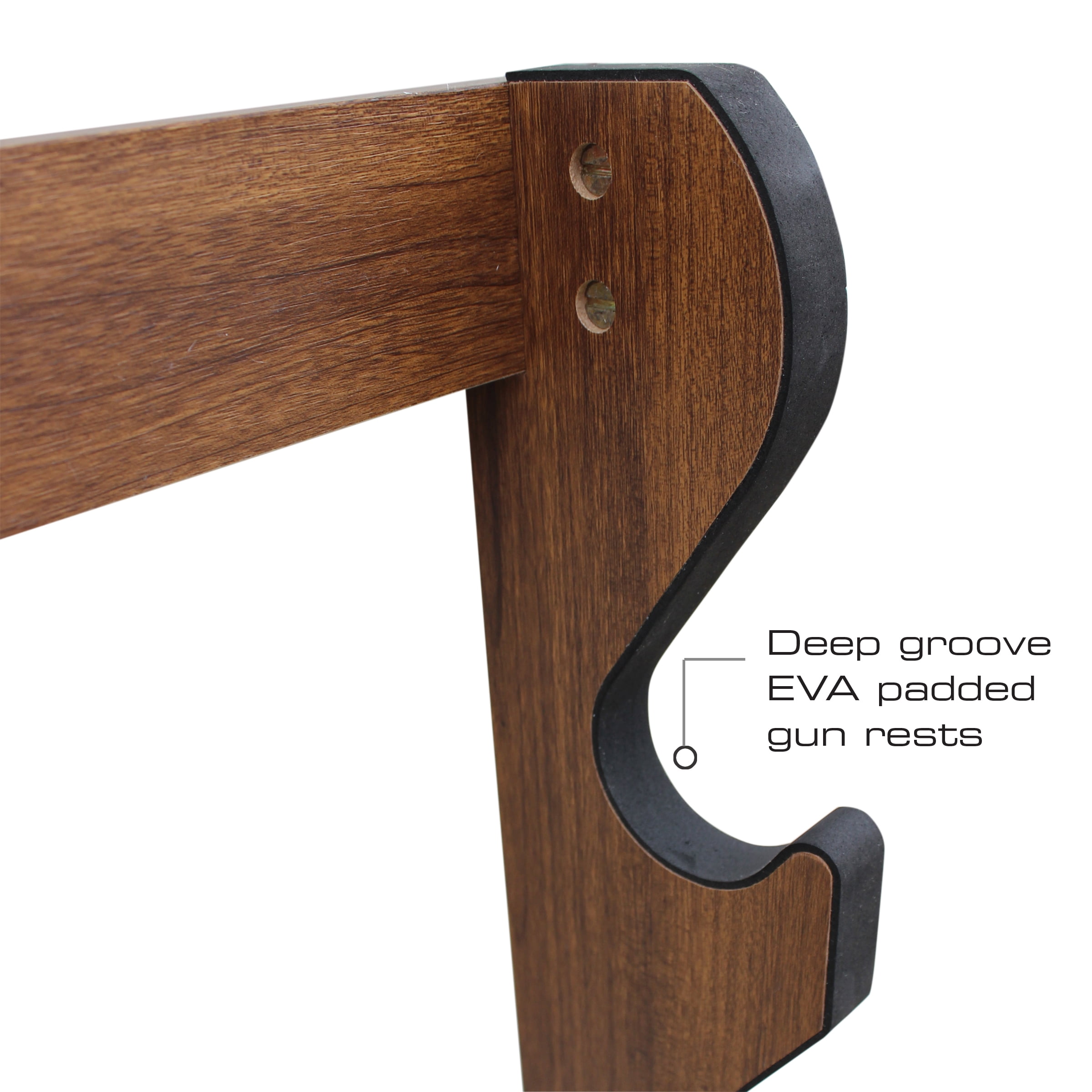 Rush Creek Creations Indoor 5 Rifle/Shotgun Wall Storage Display Rack Dark Walnut Finish - Convenient Easy Assembly