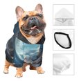 thumbnail image 3 of Goofa Moonlit Sea Sailboat Pattern Small Dog Sweater Hoodies Pet Grey Hooded Soft Fleece Sweatshirts with Pocket Fall Winter Puppy Cat Sweaters Warm Clothes-Small, 3 of 8