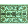 thumbnail image 1 of Ahgly Company Machine Washable Indoor Rectangle Abstract Turquoise Blue Modern Area Rugs, 6' x 9', 1 of 4