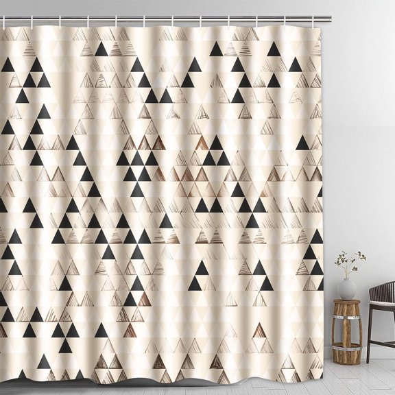 Boho Shower Curtain Minimalist Bohemian Abstract Mountain Shower Curtain for Bathroom,Polyester Fabric Shower Curtains Machine Washable Waterproof Bath Decor 72" x 72"