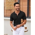thumbnail image 4 of COOFANDY Mens Knit Button Down Shirt Short Sleeve Casual Polo Shirts Vintage Summer Beach Shirts, 4 of 6