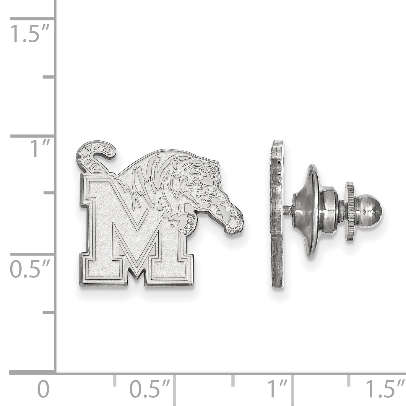 University of Memphis Tigers School Seal Lapel Pin in Sterling Silver 15x11mm 