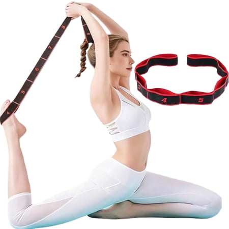 Fitness Resistance Band, 8-Level Adjustable Elastic Stretch Band with Numeric Markings, Non-Slip Design for Yoga, Pilates & Full Body Training