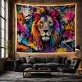 thumbnail image 6 of Lion Portrait in Colorful Graffiti Splashes, Dramatic Abstract for Art Collectors, Wildlife Decor, Housewarming Gift, Tapestry Wall Hanging for Bedroom and Living Room, 6 of 7