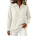 thumbnail image 2 of BODOAO Women's Polo Sweater Long Sleeve Pullover Collared Button Neck Knit Sweater Top with Drop Shoulders 3 Button Placket and Oversized Relaxed Fit Long Sweater Top White M, 2 of 4