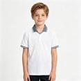 thumbnail image 5 of Boys Short Sleeve Polo Shirts Kids Casual V Neck Color Block Uniform Shirt 5-6 Years Kids Clothing, 5 of 6