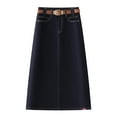 thumbnail image 2 of Deep Blue A-Line Denim Skirt Women High Waist Slim Fit Pencil Skirt Back Slit Straight Cut Autumn New Arrival Fashion, 2 of 6