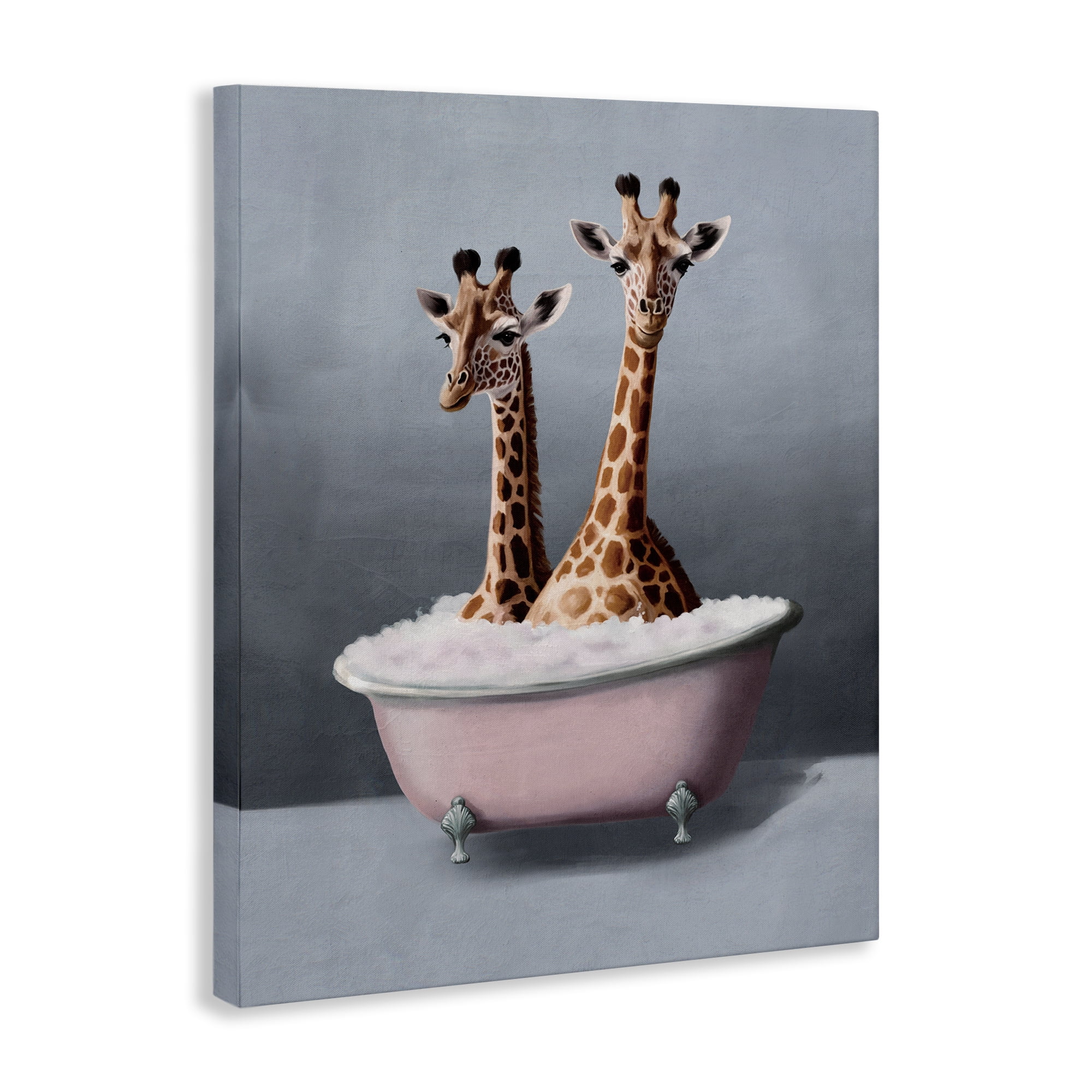 Stupell Industries Giraffe Pair in Tub Bath & Laundry Painting Wrapped Canvas Art Print Wall Art, 16 x 20