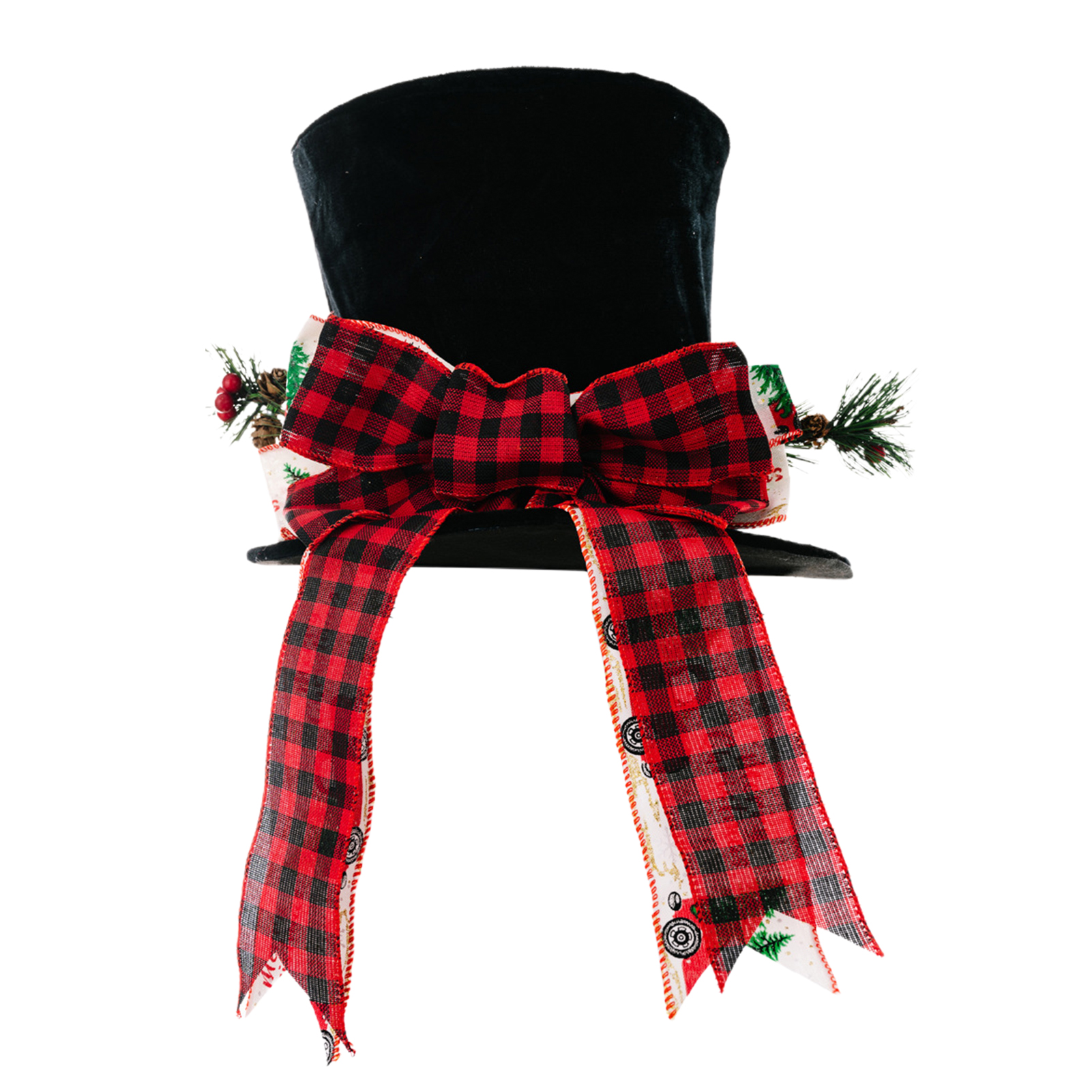 Mightlink Christmas Tree Topper Hat Black Bowler Hat Red Bows Santa