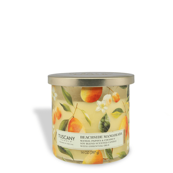 Tuscany Candle Beachside Mangolada: Papaya & Mango Scented Spring Candle, 14 oz