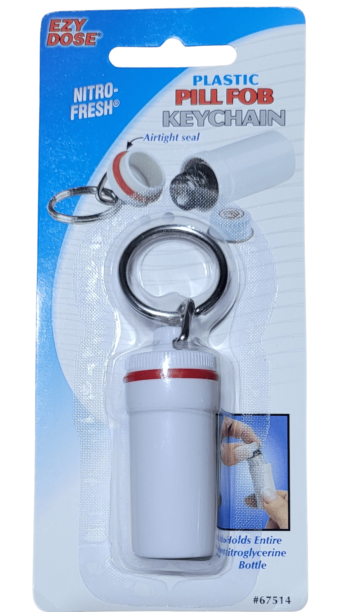 Ezy Dose Keychain Pill Holder for Medications, Nitroglycerin, Aspirin