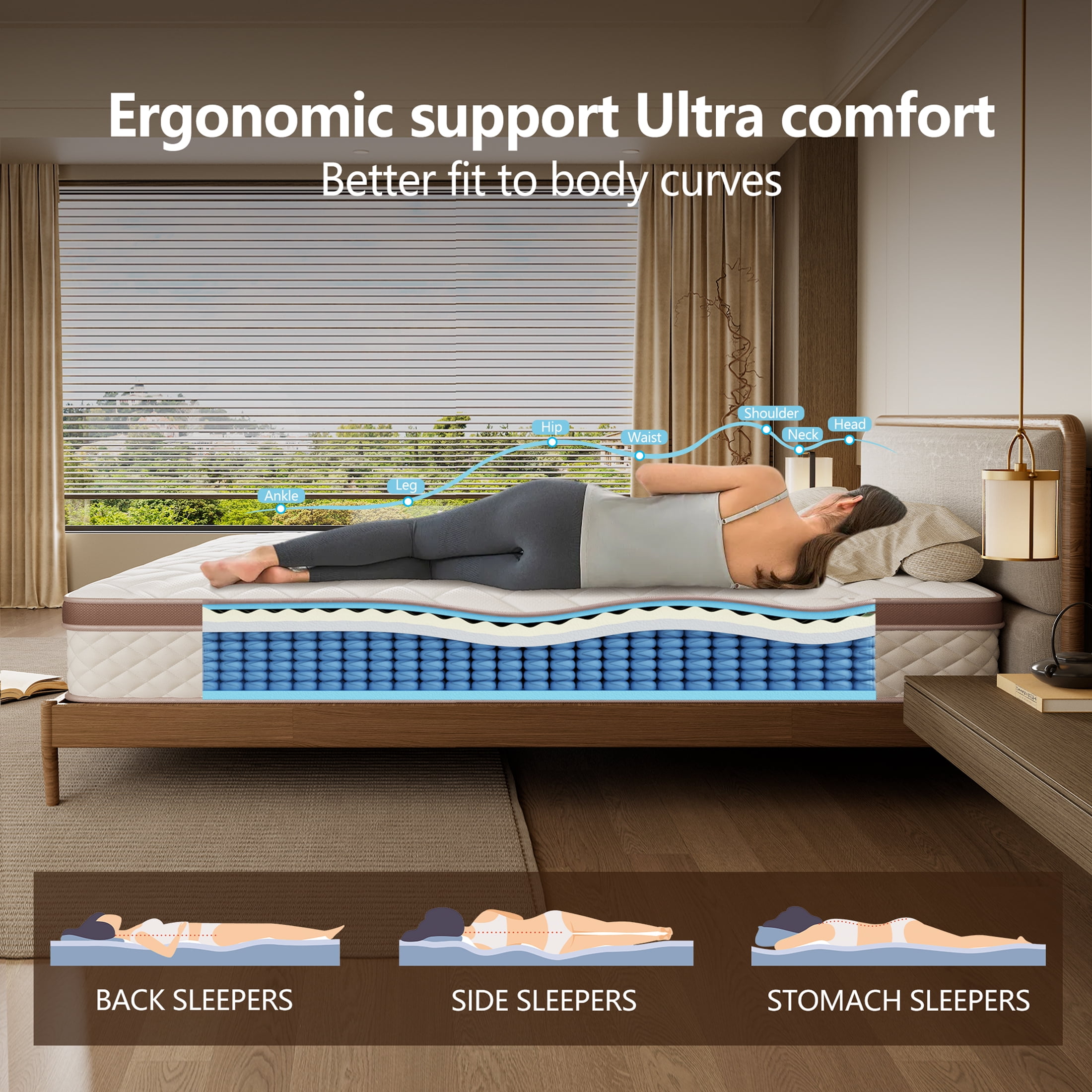 Pixafog 12" Queen Mattress in a Box, Medium Euro Top Gel Memory Foam & Pocket Spring Hybrid Mattresses