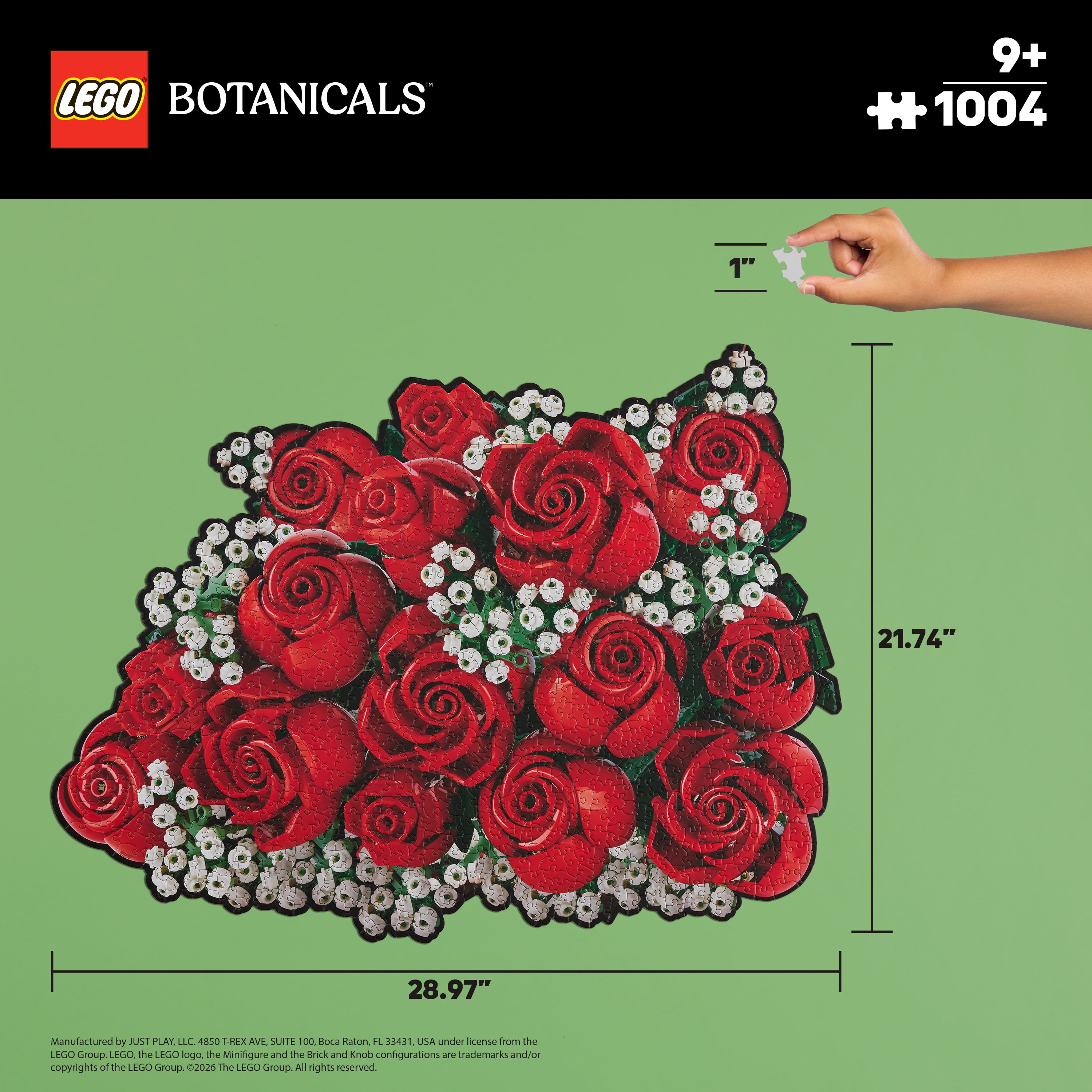 LEGO® Botanicals Puzzle Assortment (Approx. 1000 Pieces) with Poster, Die-Cut Shaped Floral Jigsaw Puzzle for Kids and Adults, Ages 9+