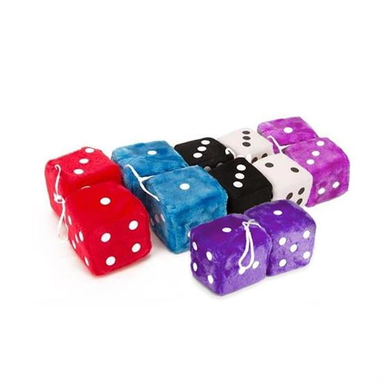 Black Fuzzy Dice, 3 Inch Square 