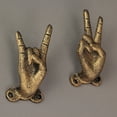 thumbnail image 5 of Zeckos Gold Cast Iron Hand Gesture Decorative Wall Hooks Set of 3, 5 of 6