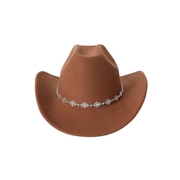 Women's Western Cowboy Hat Rhinestone Wide Brim 2026 Cowgirl Hat