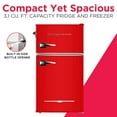 thumbnail image 3 of Frigidaire Retro 3.1 Cu ft Two Door Compact Refrigerator with Freezer, Red, 3 of 16