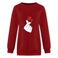 thumbnail image 3 of Wyzesi Sweatshirts à Col Rond pour Femmes Graphique Coton Saint-Valentin Sweatshirt à Col Rond Motif Mignon Imprimé Manches Longues Décontracté Sweatshirts pour Femmes Automne Tendance, 3 of 4