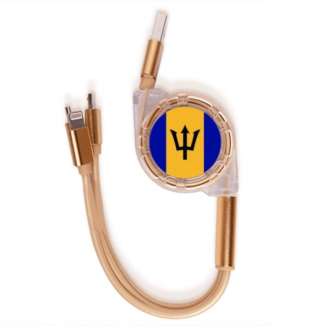 Barbados national flag America del Norte país símbolo Mark patron Cable de carga telescópico múltiples USB tres en uno