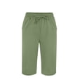 thumbnail image 6 of Kvture Linen Bermuda Shorts for Women Plus Size Summer Casual with Pockets Drawstring Elastic Waist Side Slit Pants Mint Green L, 6 of 6