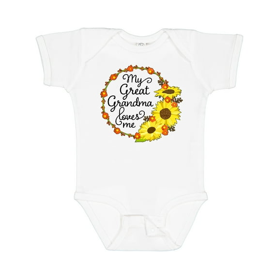 Inktastic My Great Grandma Loves Me with Sunflower Wreath Boys or Girls Baby Bodysuit