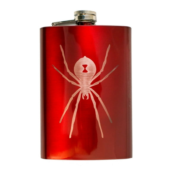 8oz RED Black Widow Flask L1