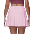 thumbnail image 4 of Pdbokew Women's Pleated Tennis Skirt Golf Skirt Athletic High-Waisted Belted Pocket Lined Shorts Fitness Pink M, 4 of 8