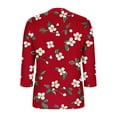 thumbnail image 4 of CYMMPU Tunic Tops V Neck Blouses for Women Dressy Casual Flower Pattern Loose Fit Summer Trendy Shirts 3/4 Sleeve Spring Tops Business Elegant Work Tops T-Shirts Red M, 4 of 6