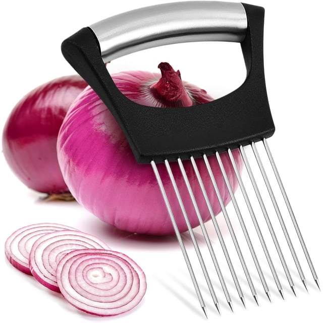Soporte de cebolla para rebanar, de acero inoxidable para rebanar cebolla, cortr multifuncional de tomate vegetal