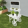 thumbnail image 4 of 2-Tier Plant Display Stand with Chalkboard and Wheels, 49inch Tall Flower Cart Display Stand for Display Various Flowers, Potted Plants, Made of Fir Wood, White, 4 of 11