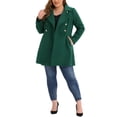 thumbnail image 3 of Agnes Orinda Women's Plus Size Peacoat Double Breasted Winter A-Line Coats with Pocket 4X Green, 3 of 7
