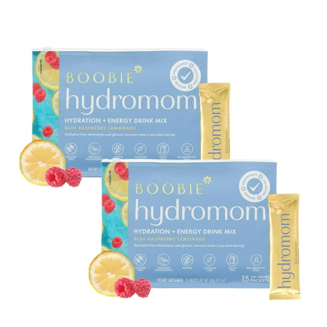 Mezcla de bebidas electrolíticas Hydromom Superfood, paquete de 2, Boobie