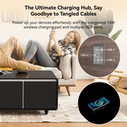 Smart Coffee Table with Dual-Drawer Cooling, Freezer Function, Wireless Charging, Bluetooth Speakers & LED Lights – Perfect for Modern Living Spaces