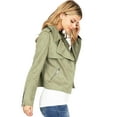 thumbnail image 2 of Haute Monde Women's Juniors Casual Faux Suede Moto Jacket (Small, Sage), 2 of 3