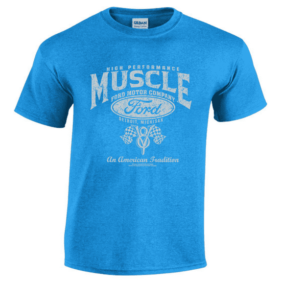 Men's T-shirt Ford Mustang Muscle Cars Dad Gifts Men Graphic Tees Short Sleeve Heather Blue