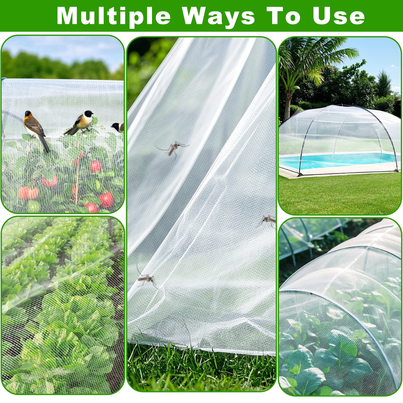 cyrico Garden Netting, 2 Pack 10 x 33 FT Ultra Fine Garden Mesh Netting Barrier Protection, Gardening Raised Bed Barrier