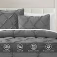 thumbnail image 2 of Bourina 3-Piece King Size Comforter Set, Pleated Design, Wrinkle-Resistant Microfiber Bedding, Grey, 102" x 90", Lightweight & Machine Washable, All Season, 2 of 8