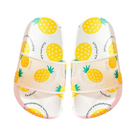 

Kids Girls Summer Slide Sandals Cute Cartoon Strawberry Pineapple Fruit Transparent Slippers Shower Anit-Slip Water Shoe