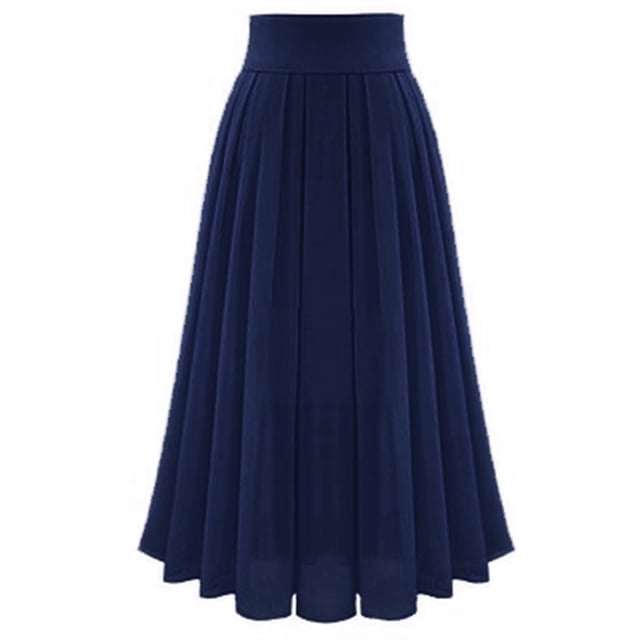 Gibobby faldas para mujer falda larga del Partido Chiffion de la cintura(Azul marino, XL)