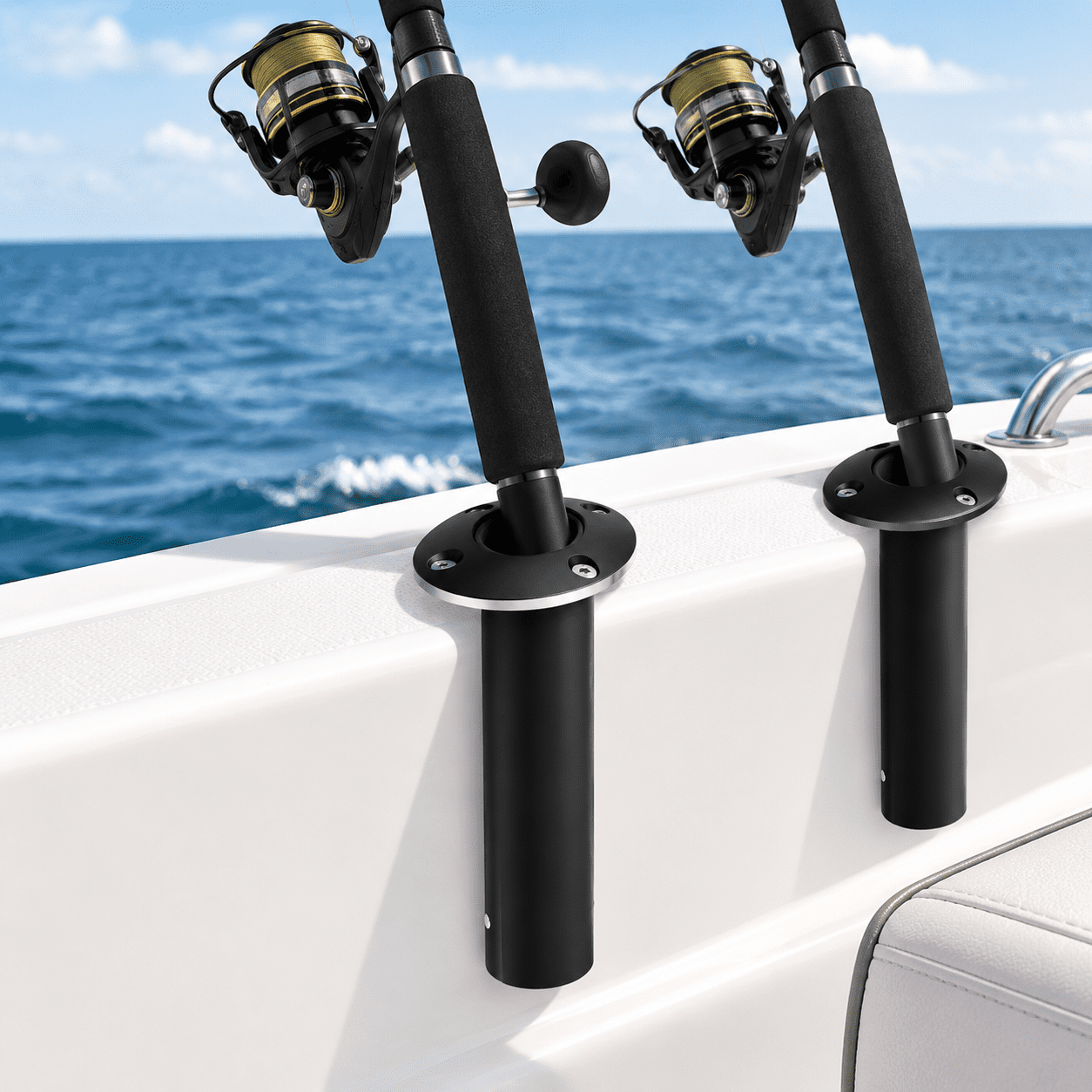 30 Degree – PVD Black 2 Pack 316 Stainless Steel Boat Fishing Rod Flush Mount Holders
