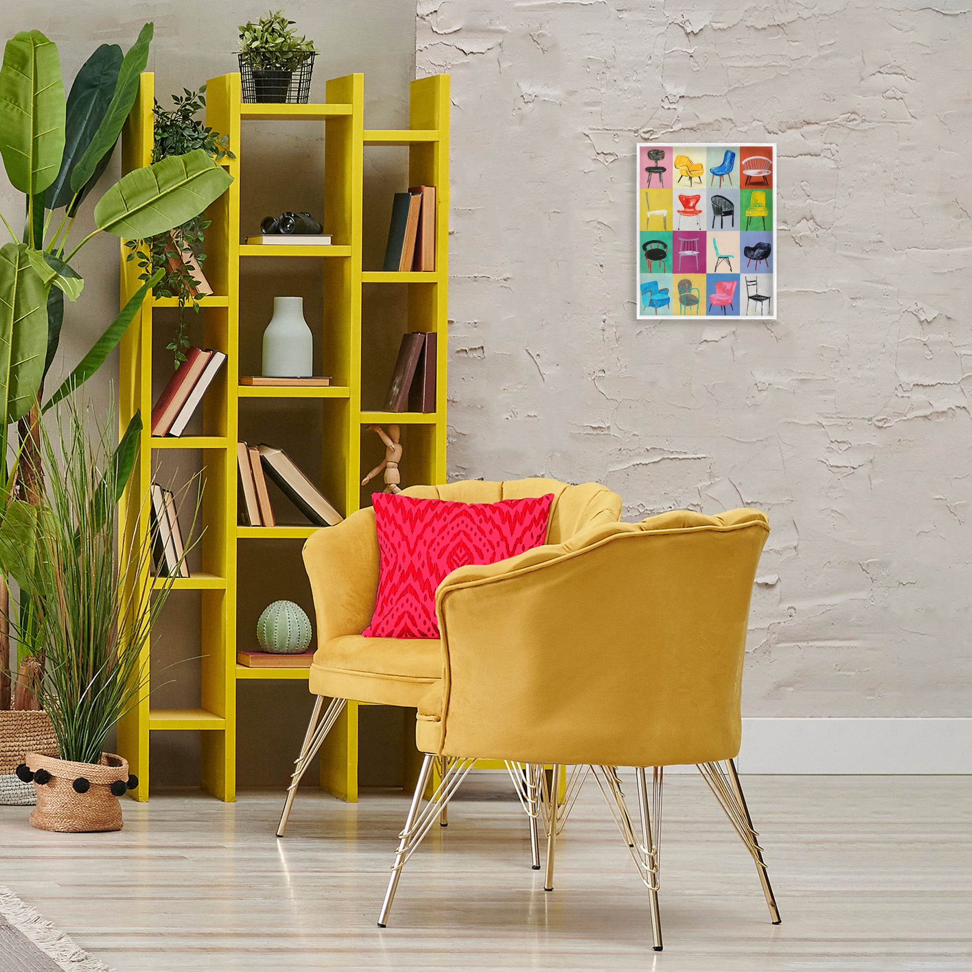 Stupell Industries Bright Modern Chairs Animals & Insects Painting White Framed Art Print Wall Art, 11 x 14