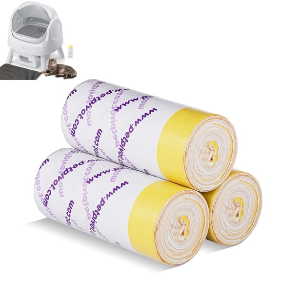 PetPivot Litter Box Liners Trash Bags for AutoScooper 11 Self Cleaning Litter Box, 3 Rolls 60 Pcs