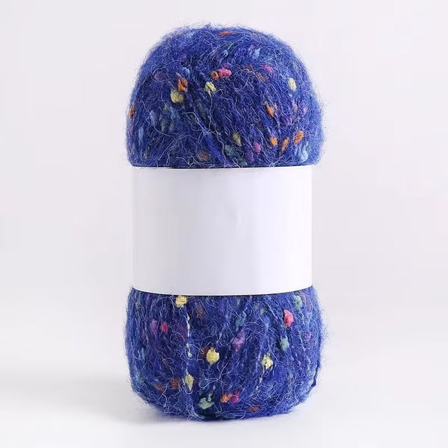 Xiao Hua Rollo de 50 g de mohair con lunares de colores, hilo suave para tejer a mano, ganchillo, para bufandas, chales y manualidades, color azul real.