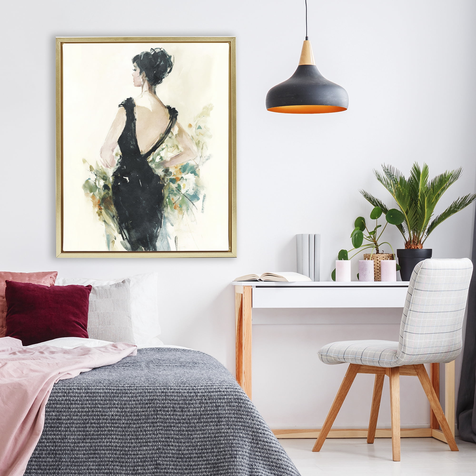 Stupell Industries Backless Reverie Gown Gold Framed Floater Canvas Wall Art, design by Svetlana Aleynikova